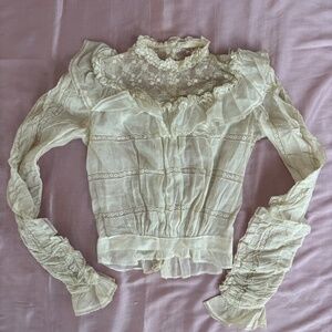 Charming Victorian Children's Long Sleeve Top with Gorgeous Lace and Ruffle